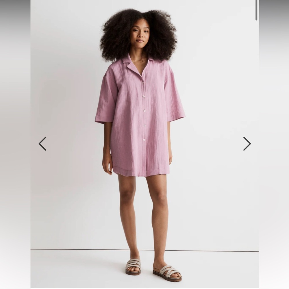 Madewell Crinkle Cotton Cover-Up Mini Shirtdress